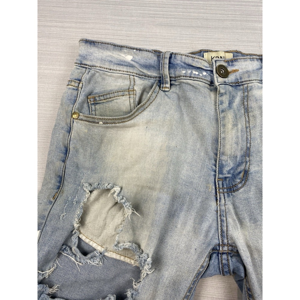 KDNK Jeans Grunge Paint Splatter Slim Fit Ripped Denim Men's Size 32 -11 4 14 11 - Picture 11 of 16